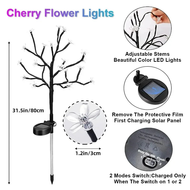 1~4 pcs LEDs Solar Flower Light Outdoor for Garden Decoration RGB Fairy Light Solar Powered Decor Lights for Landscape Backyard