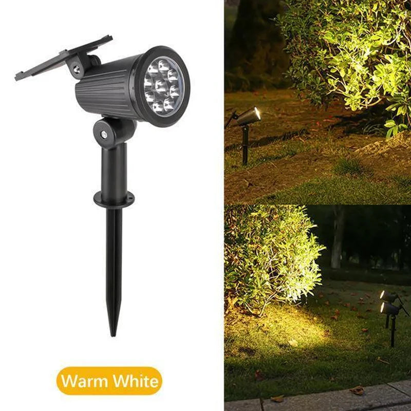9 LED Solar Spot Lights Outdoor Waterproof Solar Power Garden Stake Lights Brightness Adjustable for Walkway,Lawn,Driveway Backy