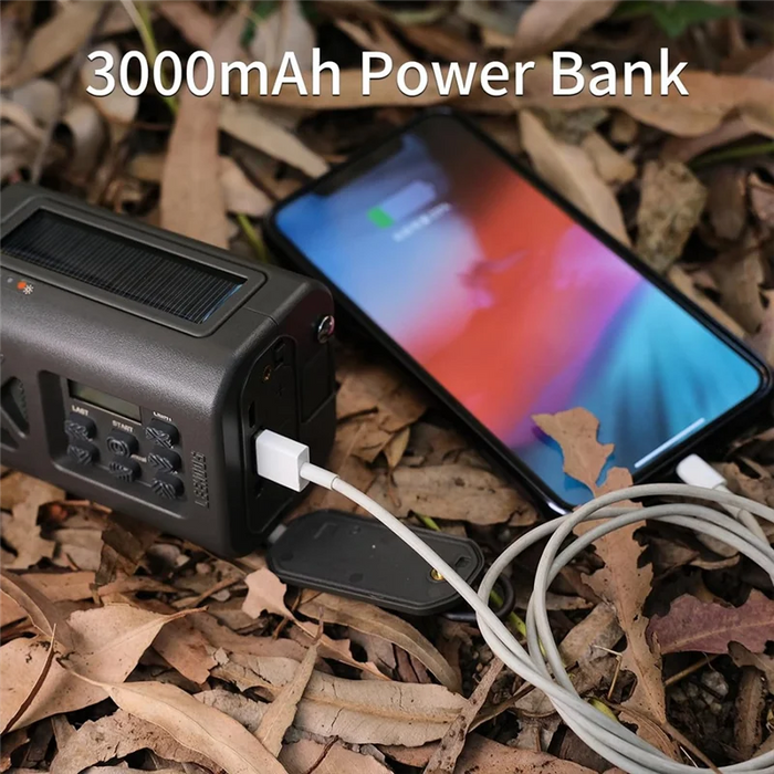 FULL-All-In-One Solar Powered Crank Radio With NOAA Alert, AM/FM, SOS Alarm, Flashlight, And Reading Light