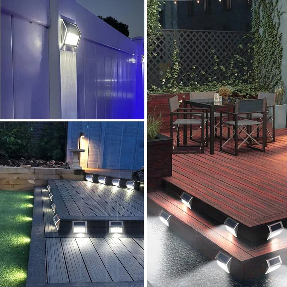 Solar Step Lights, Pack Waterproof Solar Deck Fence Stainless Steel Outdoor Light for Garden, Yard, Deck Decor Lighting