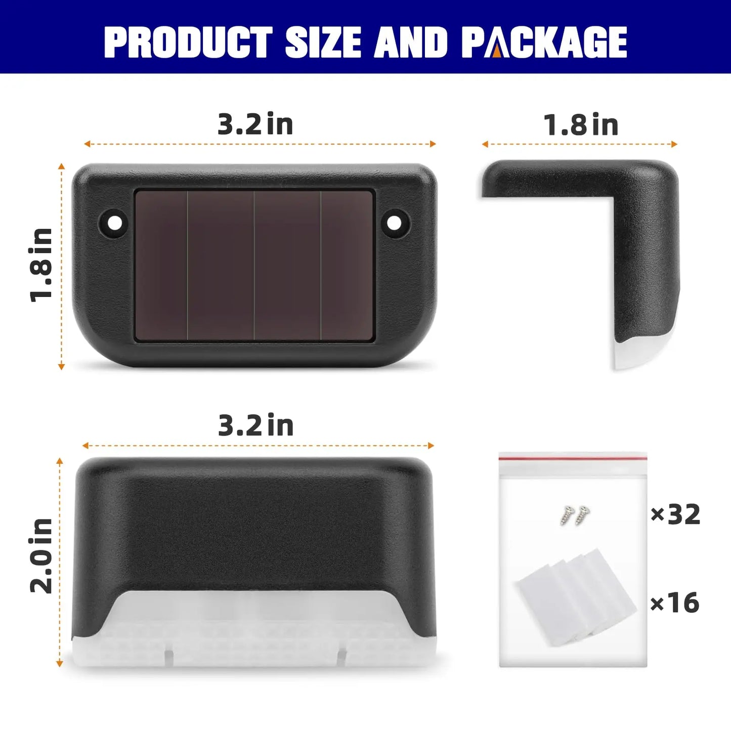 Solar Step Deck Fence Lights Outdoor Waterproof Led Path Light for Patio Stairs Garden Pathway Step Fences Outside Solar Lamp