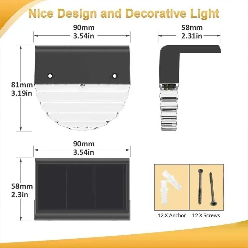 Solar Deck Lights Fence Lights Outdoor Step Lights Waterproof Solar Lights for Railing Stairs Step Fence Yard Patio and Pathway