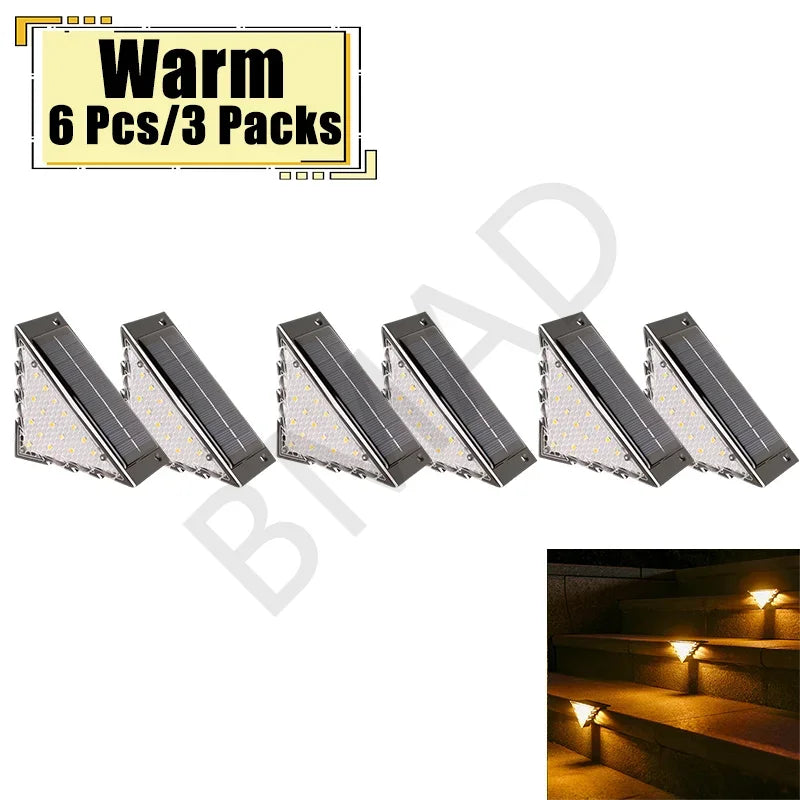 Outdoor Solar Step Lamp Two-Tone Triangle LED Waterproof Auto-On Deck Lantern for Patio Yard Driveway Porch Decorative Lighting