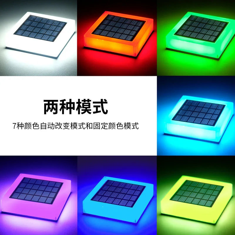 2025 Solar Energy Square Column Lamps IP68 Outdoor Door Wall Light Garden Column Light RGB Gradient Courtyard Lamp HOT