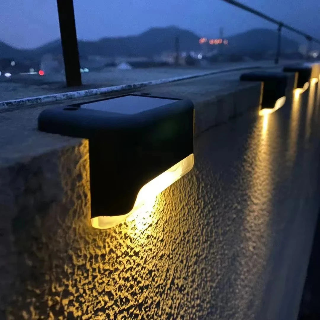 4PCS Solar Deck Light Outdoor IP65 Waterproof Solar Power Garden Lamps for Railing Stairs Step Fence Yard Patio Pathway