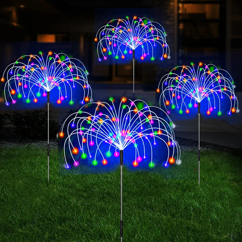 Solar LED Pathway Lights Outdoor Waterproof Garden Decor Firework Fairy Solar Lawn Lamp For Patio Walkway Yard