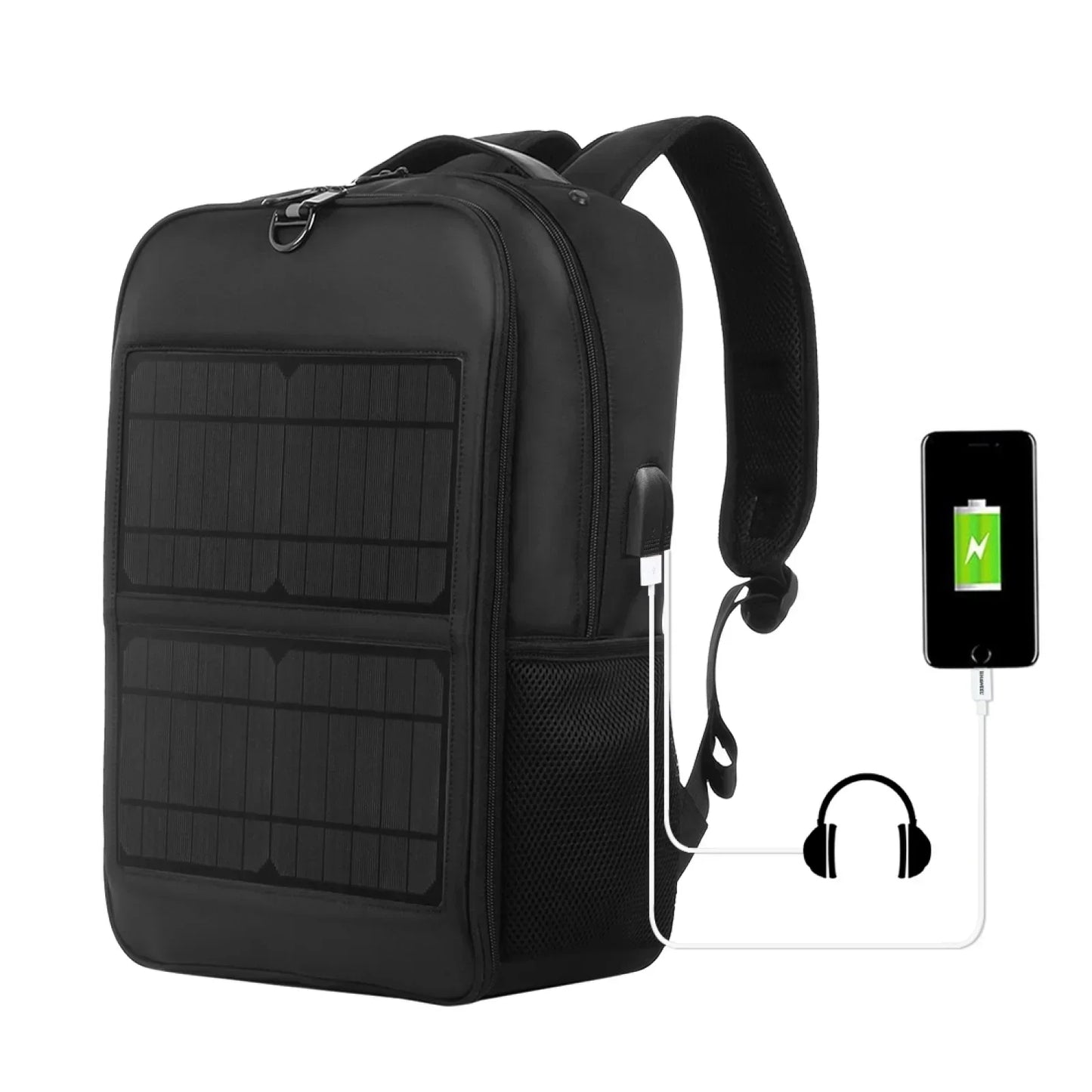 12/20W Solar Backpack Panel Powered Laptop Bag Waterproof Large Capacity External USB Charging Port New Men's Bag