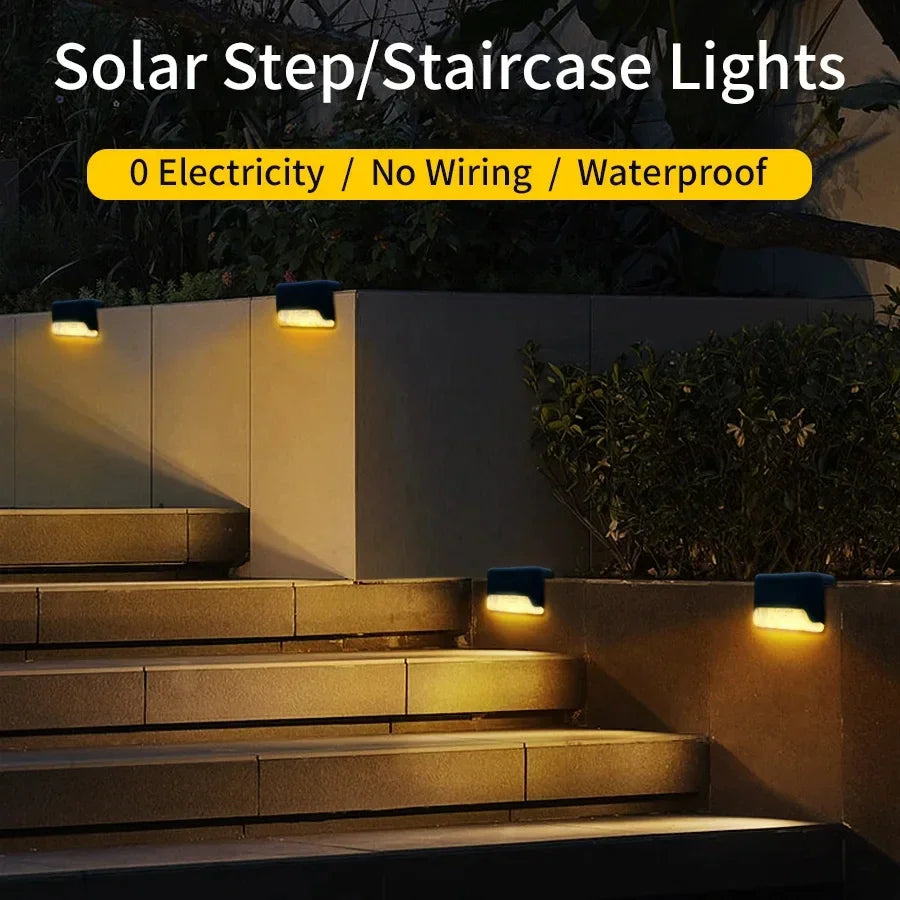 1-8 Pack Led Solar Step Lights Outdoor Fence Garden Lamp for Stairs Yard Patio Pathway Deck 3 Colors Waterproof RGB Sunlight