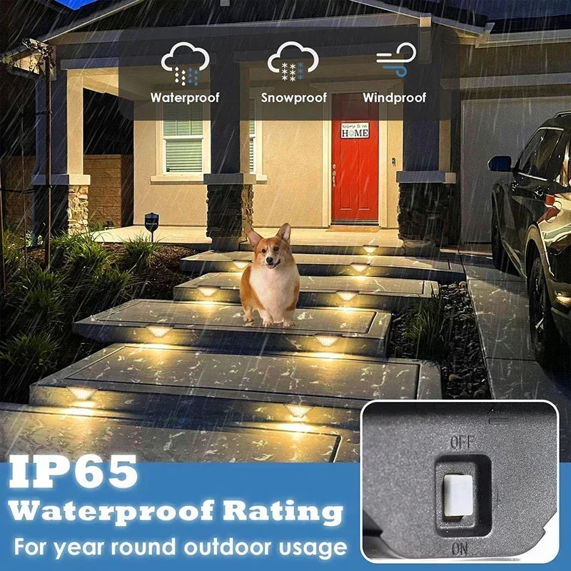 Solar Deck Lights Fence Lights Outdoor Step Lights Waterproof Solar Lights for Railing Stairs Step Fence Yard Patio and Pathway