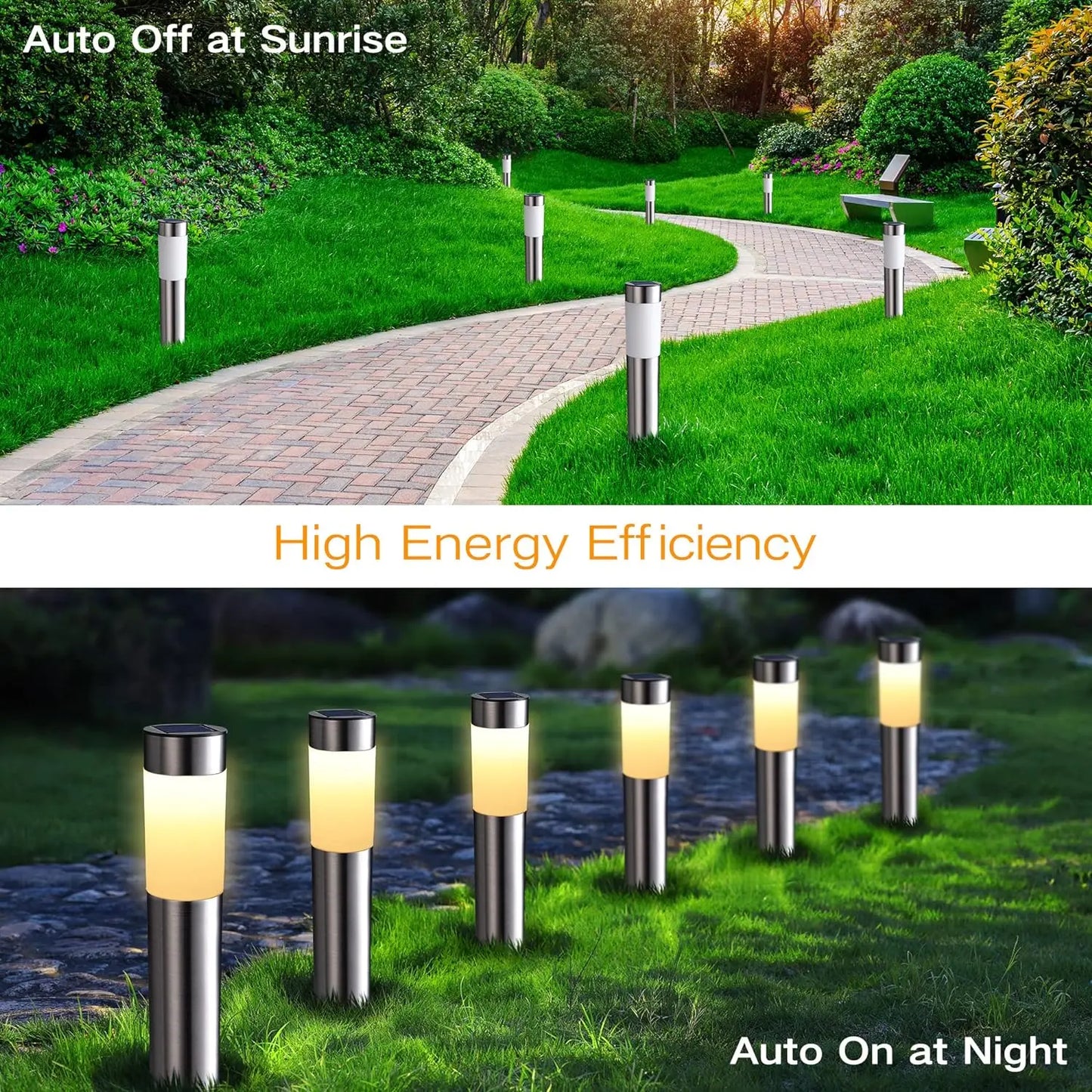 1/2/4/6/8 Pack Solar Garden Pathway Lights Outdoor Waterproof LED Lighting Ground Plug Bollard Light for Patio Garden Lawn Yard
