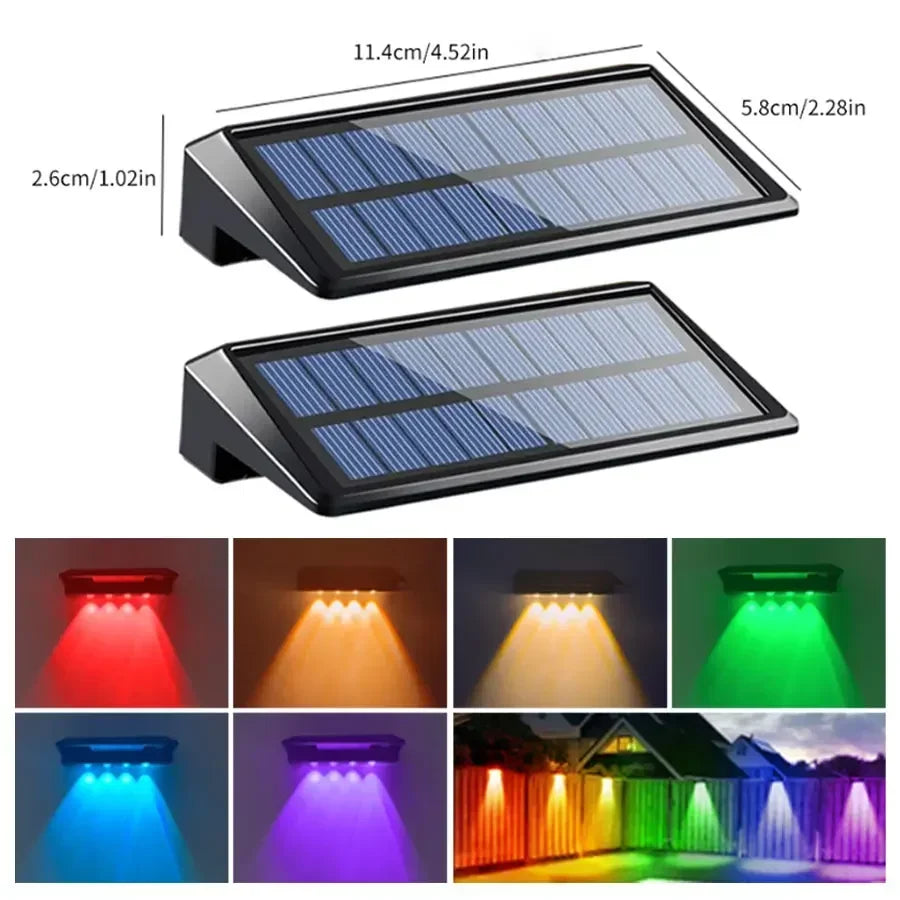 LED Solar Lights Outdoor Wall Lights 2pcs Wall lamp Waterproof Solar Deck Light Garden Decor Solar Lamp Fence Post Yard Pathway