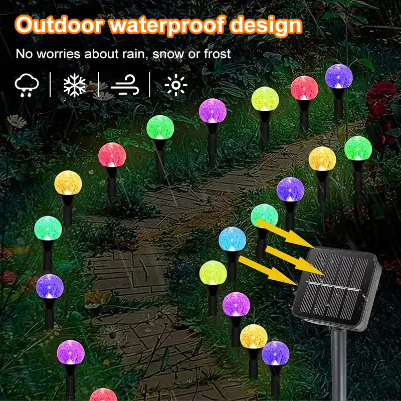 Solar Bubble Ball Pathway Lights Outdoor Waterproof Lawn Light Solar Garden Pilot Light String for Lawn Yard Road Decor Lighting