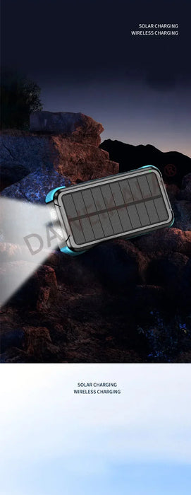 Solar Power Bank 99000mAh External Battery LED SOS Flashlight FAST Charging Portable Waterproof Powerbank for Smart Mobile Phone