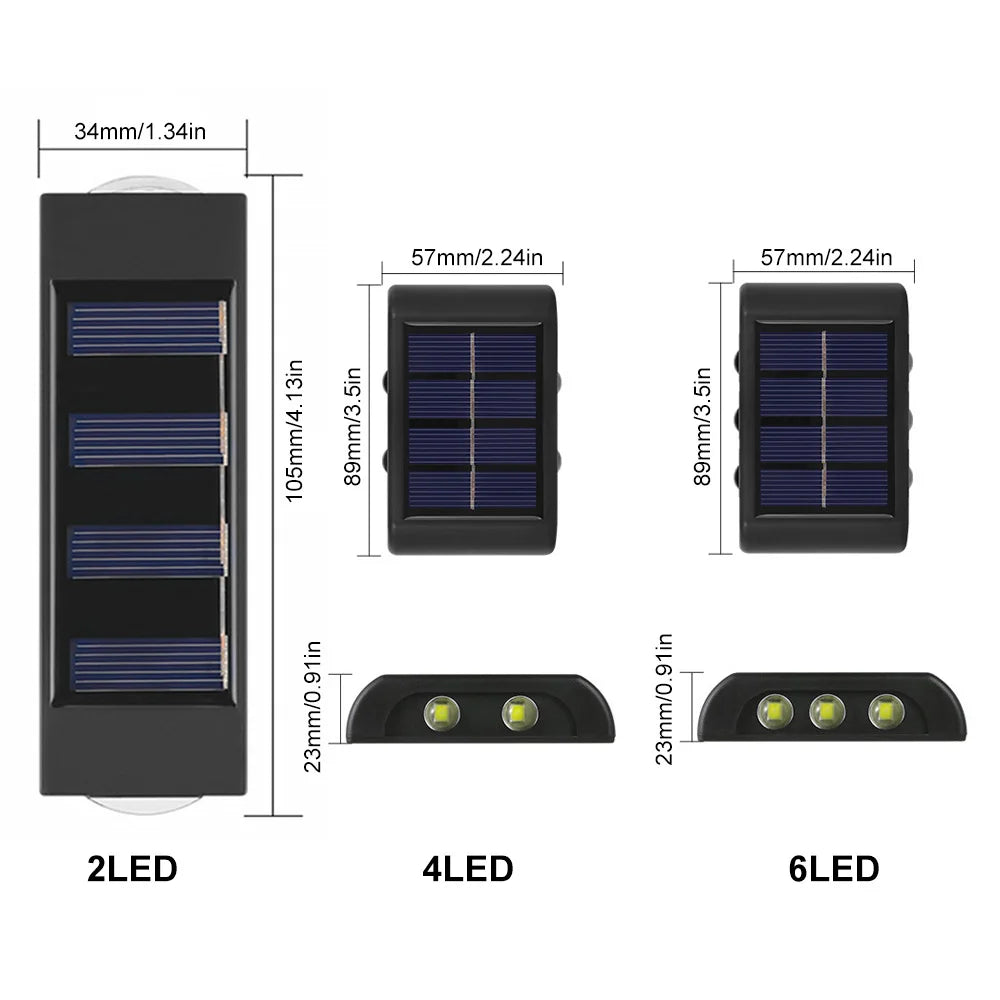 Solar Wall Light Outdoor Waterproof Solar Led Lights Up and Down Luminous Lamp for Garden Yard Street Landscape Balcony Decor