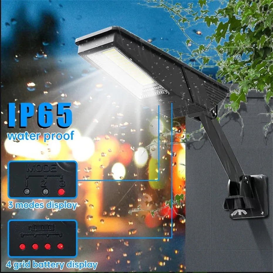 LED Solar Light With Remote 3 Working Mode Solar Street Light Super Bright Outdoor Garden Waterproof Motion Sensor Solar Lamp