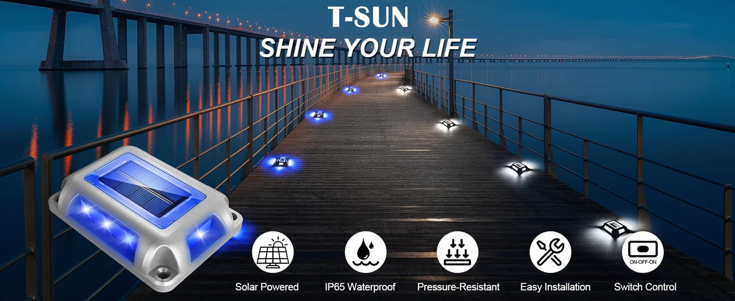 1pc 6LED Outdoor Deck Lights Solar Garden Step Lighting IP65 Waterproof For Stairs Patio Pathway Yard Fence Wall Lamp