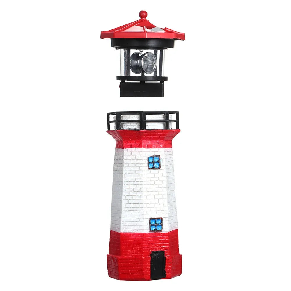 Solar Lighthouse with Rotating Lamp Garden Lights Outdoor Decorative LEDs Light for Path Yard Lawn Patio Drop shipping
