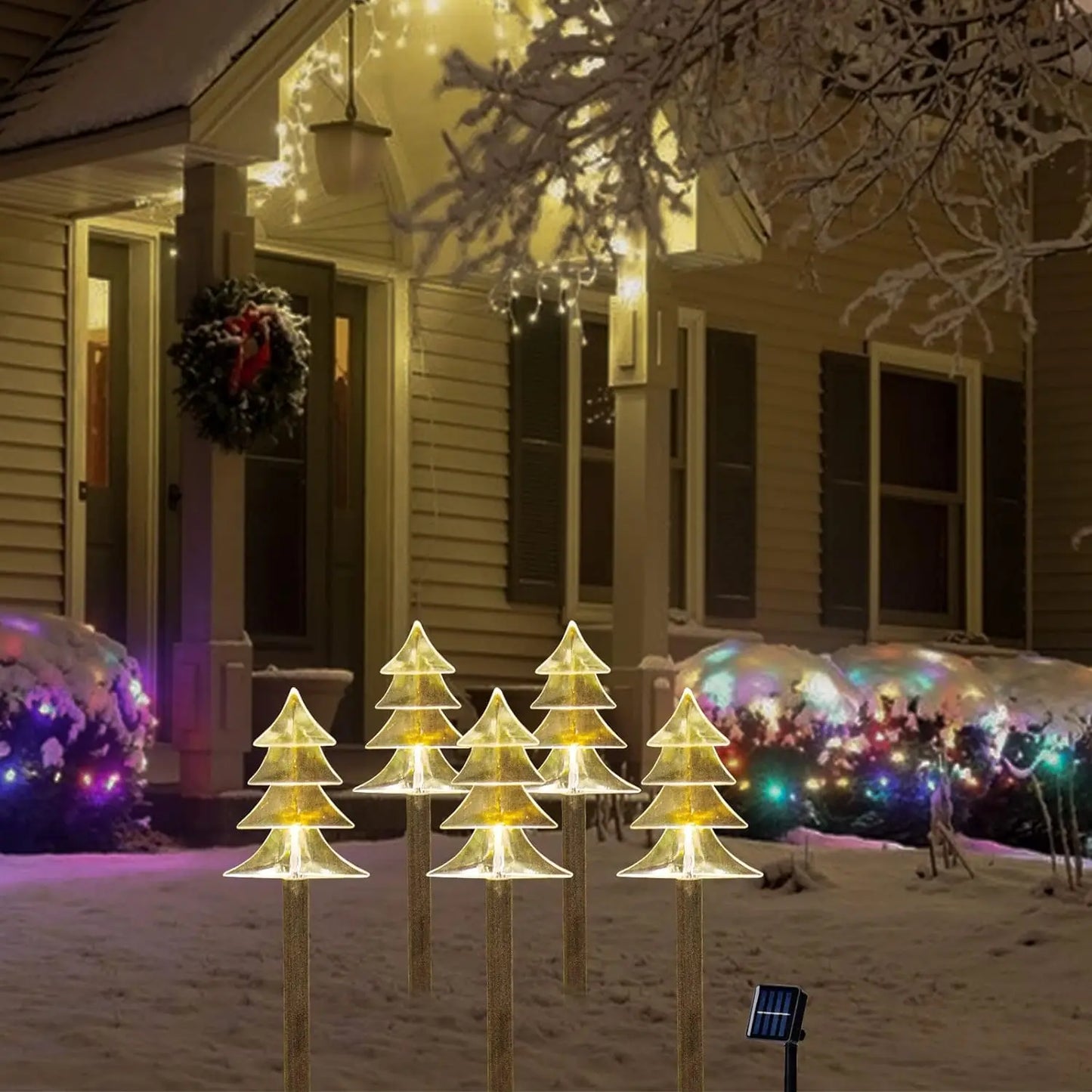 Solar Christmas Pathway Lights 5 Pack Solar Christmas Decor Star LED Lights Outdoor Waterproof Stake Lights Garden Walkway 731