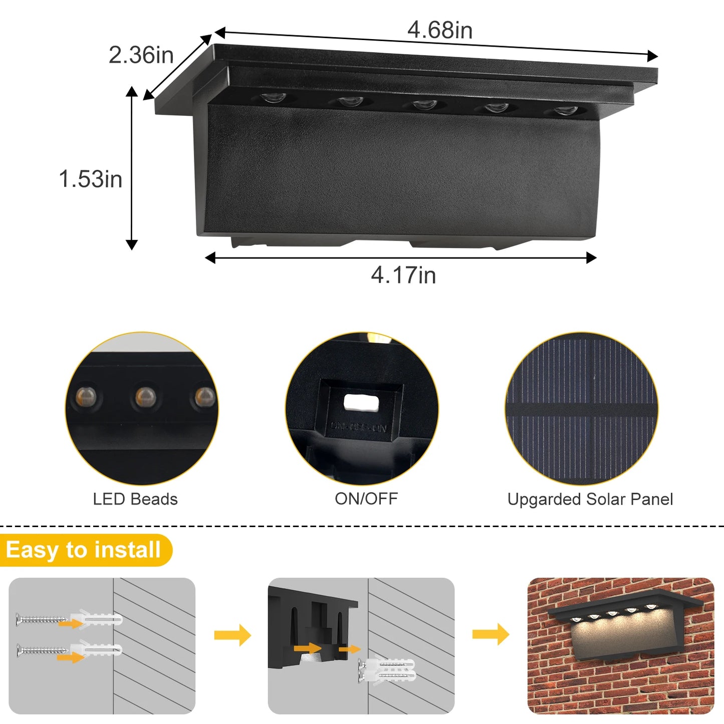 4pcs Solar Deck Lights Outdoor Stairs Fence Yard Patio Step Lamp Waterproof Led RGB Garden Terrace Guardrail Pathway Solar Light