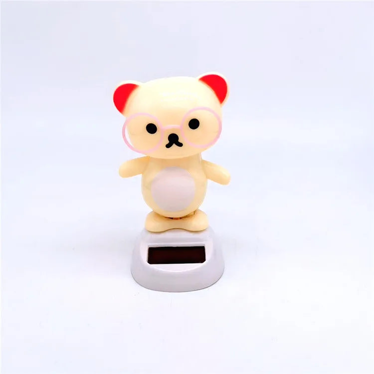 Solar Bear Dancing Toys Shaking Head Toy For Car For Automotive Interior Dolls For Windowsill Desk Holiday Fun Kid Toy Gift