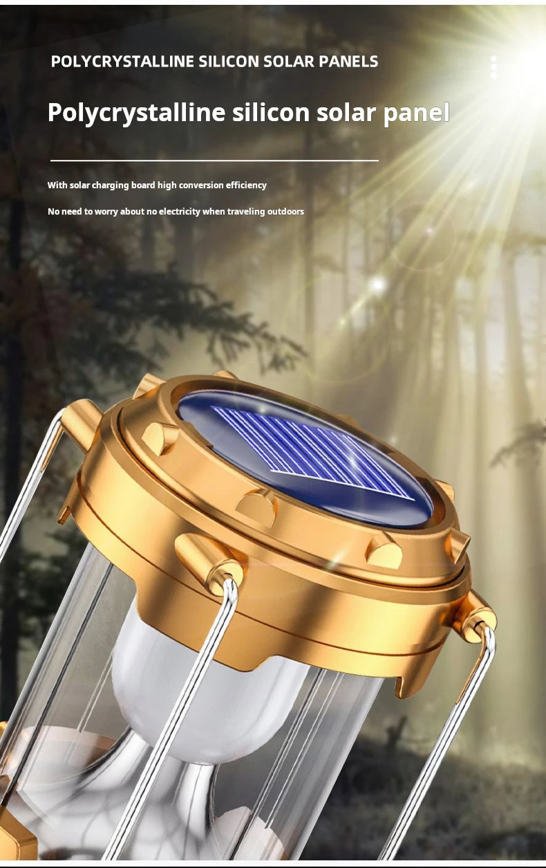 Solar Camping Light Portable Rechargeable Foldable Outdoor Searchlight Multifunctional Camping Lighting