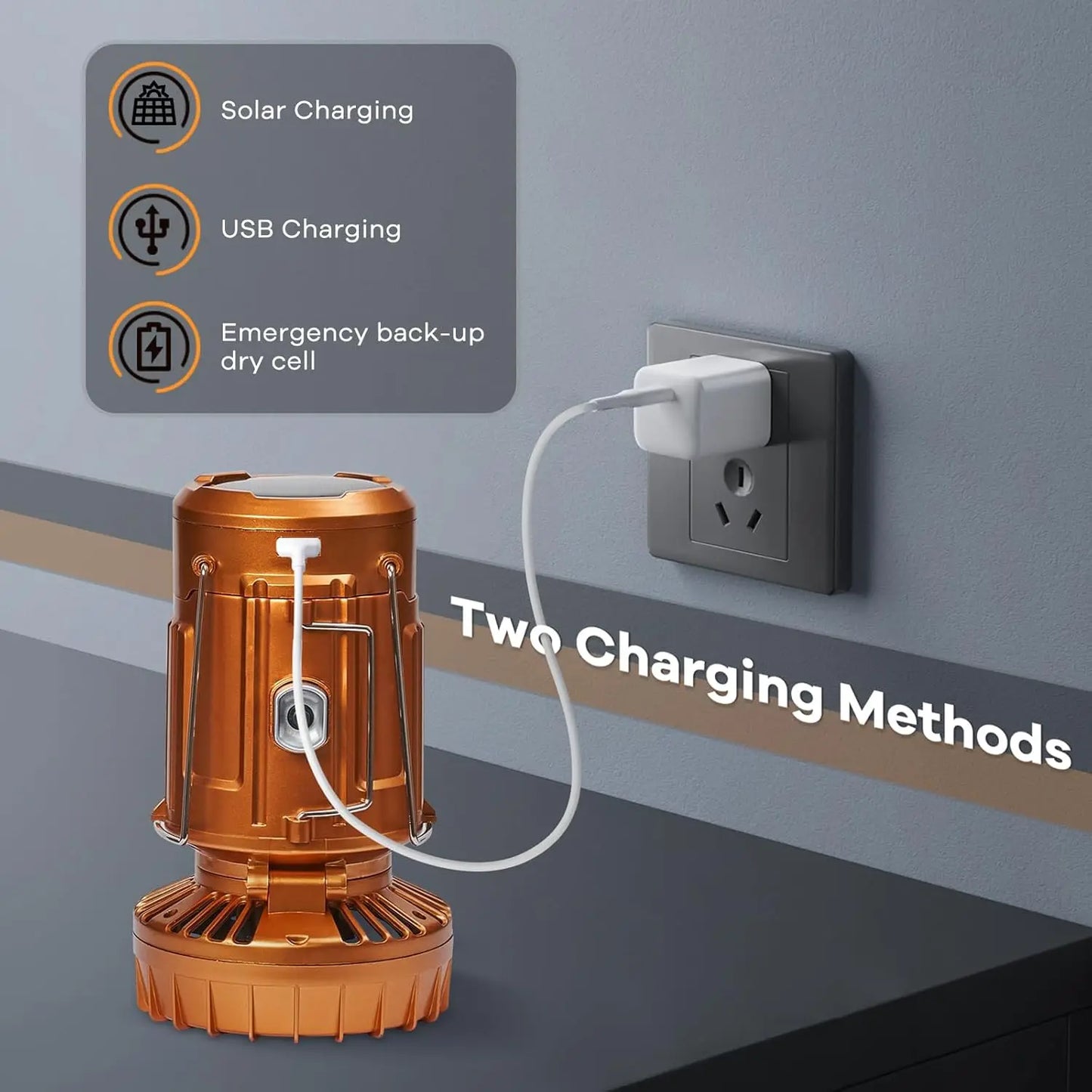 Solar Camping Lantern with Fan USB Rechargeable Camping Fans Outdoor Waterproof Charging Light for Outage Tent Camping Treking