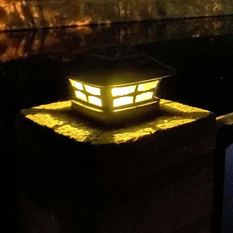 Solar Outdoor Post Cap Lights - 10x10- Bright LED Light for Fence Deck Garden or Patio Posts, White & Warm Light, 3-Gear Modes