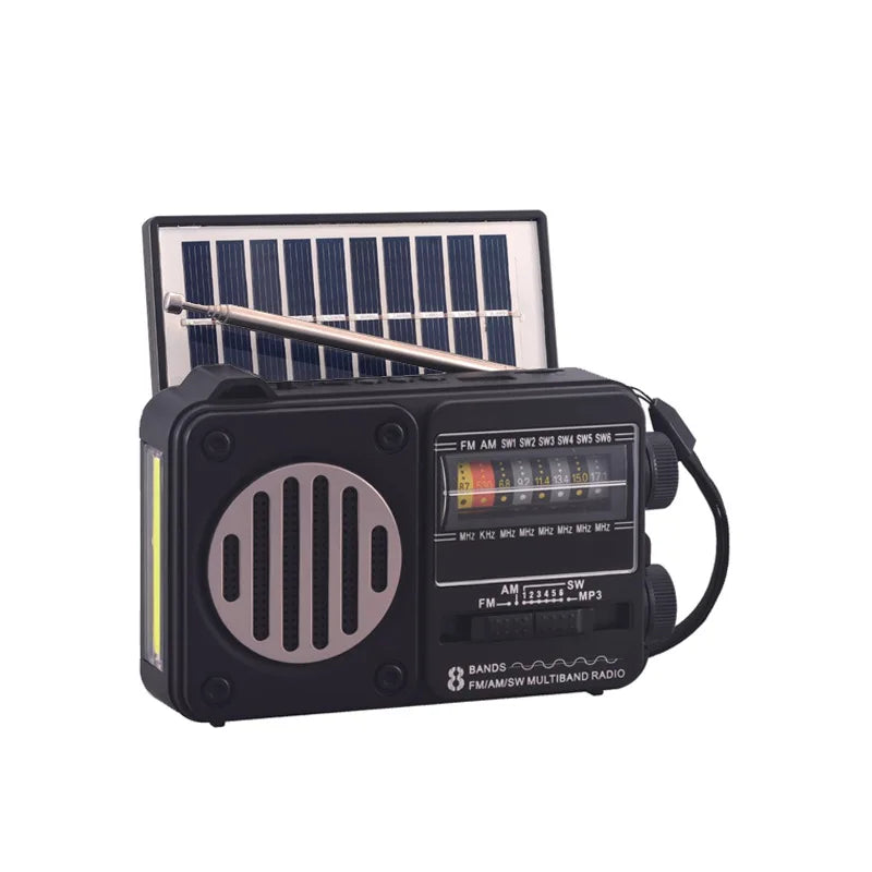 Portable Emergency Radio Solar FM AM SW1-6 Radio Receiver Bluetooth Speaker with Flashlight TF Card USB Drive MP3 Music Player