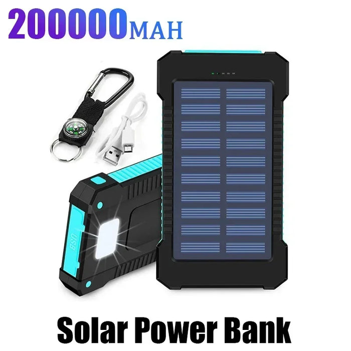 Fast Charging 20000mAh Portable Solar Power Bank External BatteryWaterproof Powerbank with SOS Flashlight Poverbank for Xiaomi
