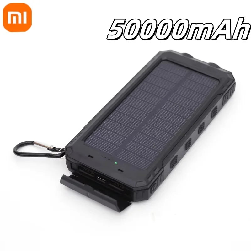 Xiaomi Solar Power Bank 50000mAh Portable Charging Poverbank External Battery Charger Strong Light LDE Light for iphone Huawei