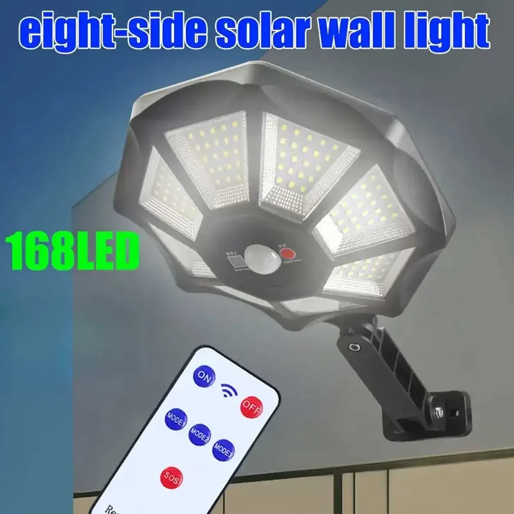 168LED/COB Solar Light with Motion Sensor Outdoor Street Lights 8 Light Powered Outdoor Light Motion Sensor for Yard Street Lamp