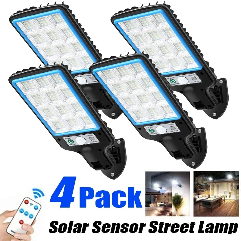 LED Solar Street Lights Outdoor 1-4 Pack Solar Lamp with 3 Light Mode Waterproof Motion Sensor Security Lighting for Garden