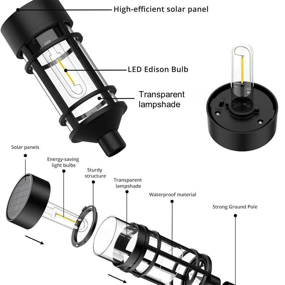 2PCS Solar Pathway Lights Waterproof Upgraded Walkway Landscape Outdoor Driveway Lights for Yard Lawn Patio Garden Decor