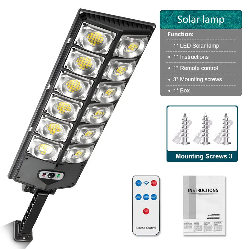 8800W Powerful Solar Street Light Motion Sensor Solar LED Light Outdoor Waterproof Wall Light Garden Decoration Balcony Lighting