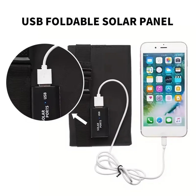 20W Foldable Solar Panel 5V USB Portable Battery Charger for Cell Phone Outdoor Waterproof Power Bank for Camping Accessories