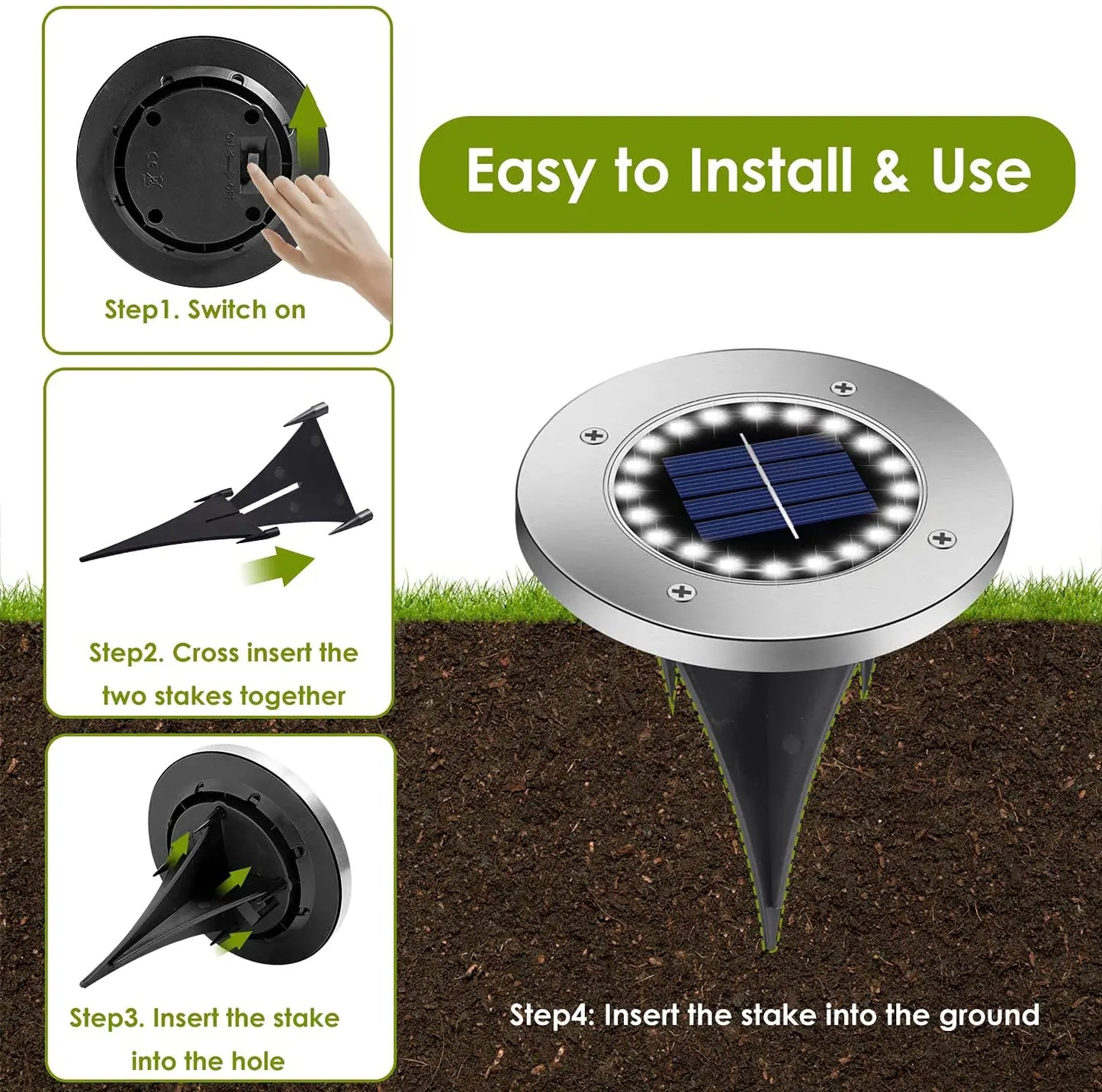 Outdoor Garden Lights Solar Ground Lights 20 LED Upgraded Landscape Lights for Lawn Pathway Yard Deck Patio Walkway