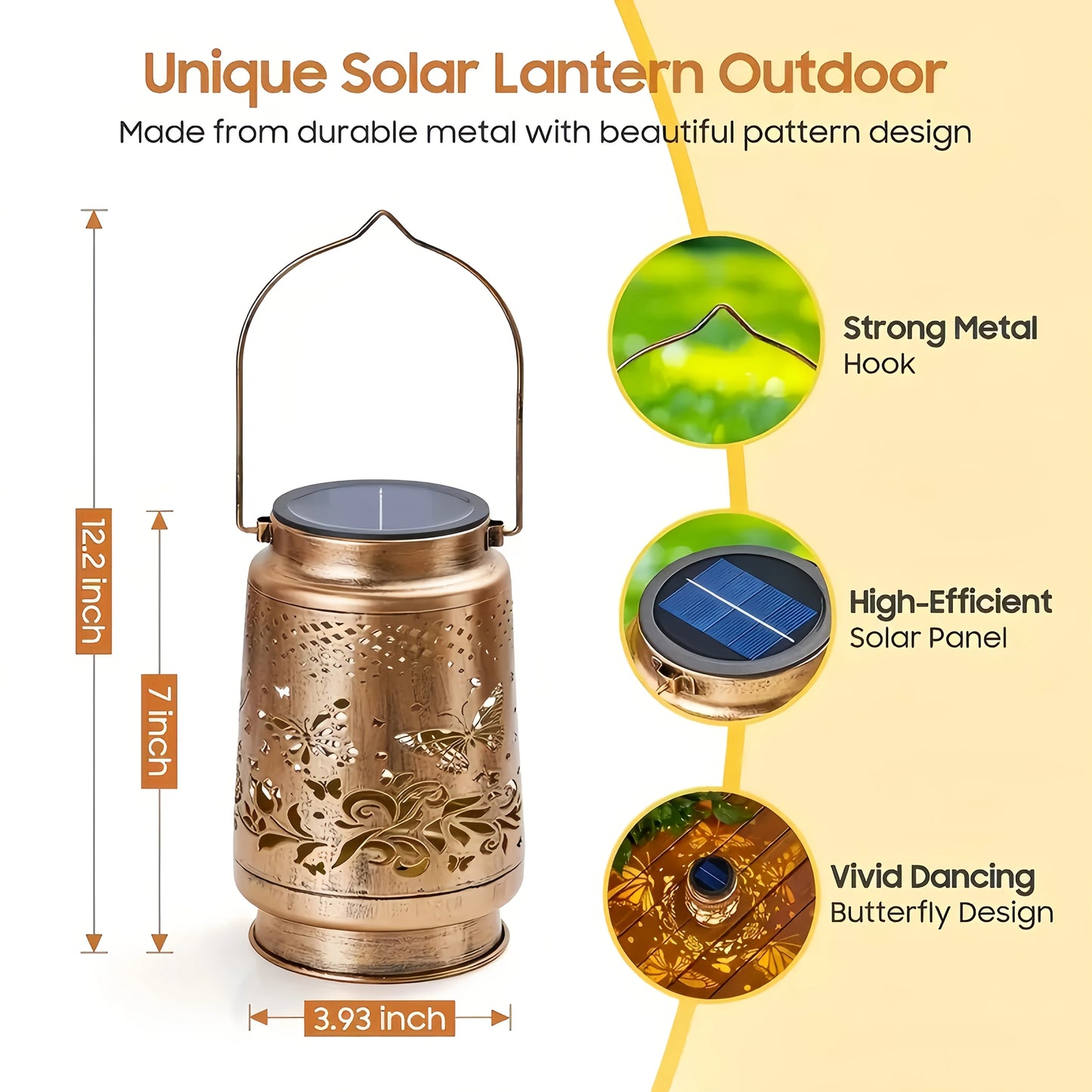 2/1pc Solar Butterfly Lanterns Outdoor Hanging Light with Intricate Butterfly Design Perfect Gifts for Yard Patio Backyard Decor