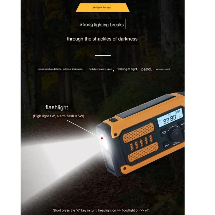 2000mAh Solar Emergency Radio AM FM NOAA Power Bank Portable Weather Radio Multi-band LED Flashlight SOS Outside Radio Universal