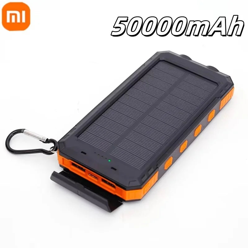Xiaomi Solar Power Bank 50000mAh Portable Charging Poverbank External Battery Charger Strong Light LDE Light for iphone Huawei