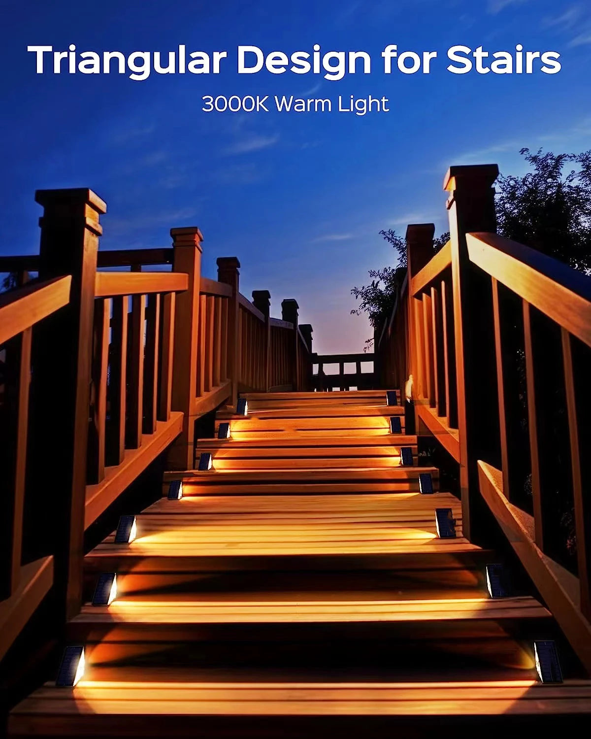 Solar Stair Lights with Motion Sensor Waterproof IP67 3 Mode RGB Color Changing Step Light LED Lights for Steps Patio Garden