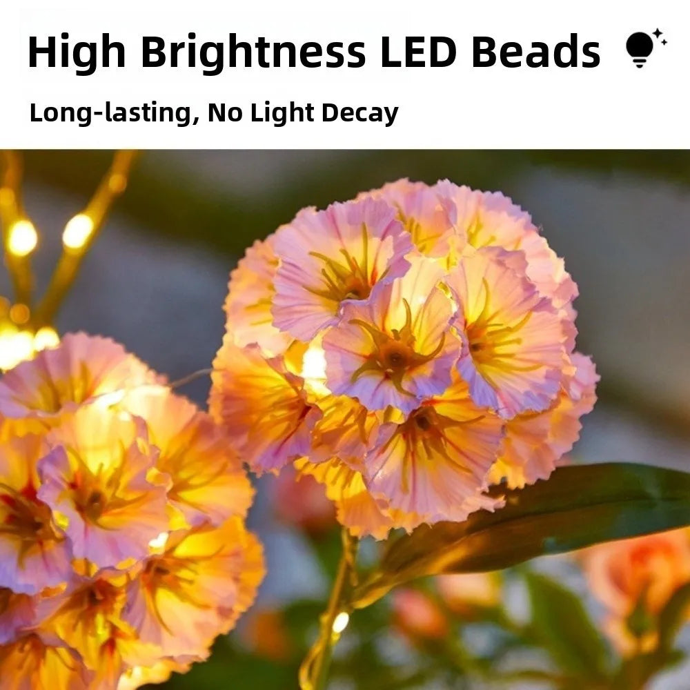 Waterproof Solar Flower Light with 3 Head Ground Mounted Simulation Flower Lamp Warm light Intelligent Light Sensing