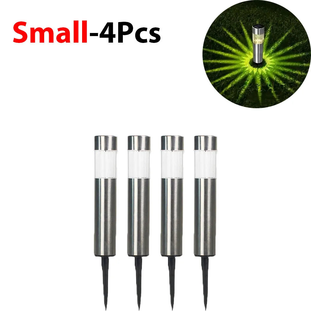 1/2/4/6/8 Pack Solar Garden Pathway Lights Outdoor Waterproof LED Lighting Ground Plug Bollard Light for Patio Garden Lawn Yard