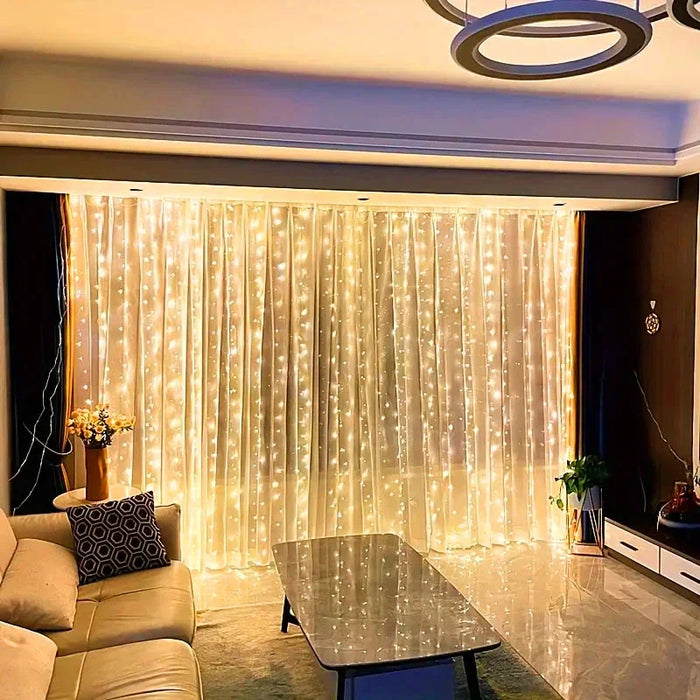 6M/3M LED Curtain Fairy Lights,8 Lighting Modes,Outdoor/Indoor Decoration for Christmas Wedding Party,Garden,Living Room,Bedroom