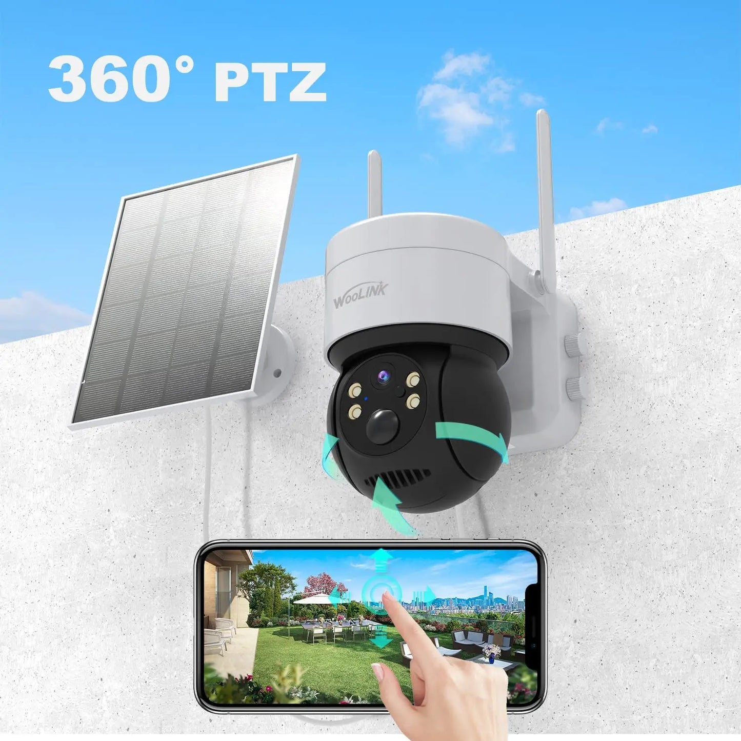 Solar Camera WiFi Outdoor 4MP HD Wireless Security CCTV Waterproof Night Vision Pan/Tilt Surveillance Camera with Solar Panel