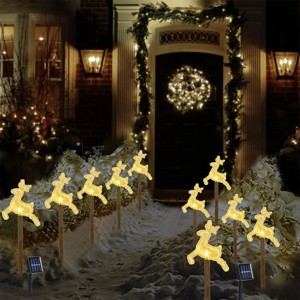 Solar Christmas Pathway Lights 5 Pack Solar Christmas Decor Star LED Lights Outdoor Waterproof Stake Lights Garden Walkway 731