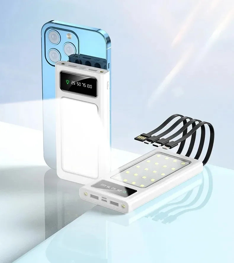 500000MAH 200000mAh 300000mAh Solar BCAK Power Bank, Convenient Ultra-thin Built-in Cable, Outdoor Camping Mobile Power Supply