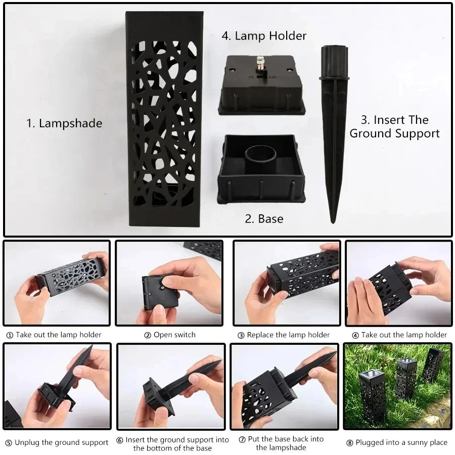 Outdoor Solar LED Solar Lawn Lights Waterproof Garden Decoration Lamp Yard Landscape Patio Pathway Retro Buried Path Light