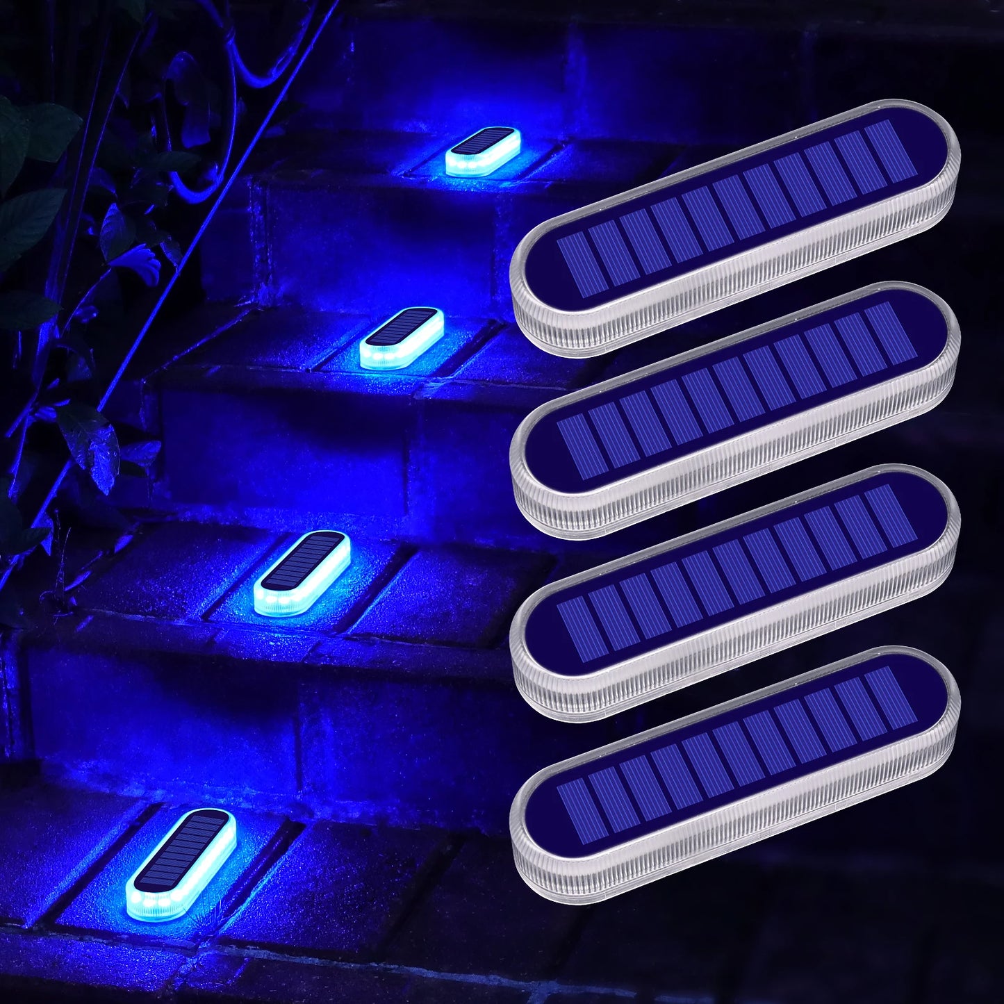Solar Deck Lights 4 Pack Outdoor Step Lights Waterproof IP68 Led Solar Garden Lights for Railing Stairs Fence Yard Patio Pathway