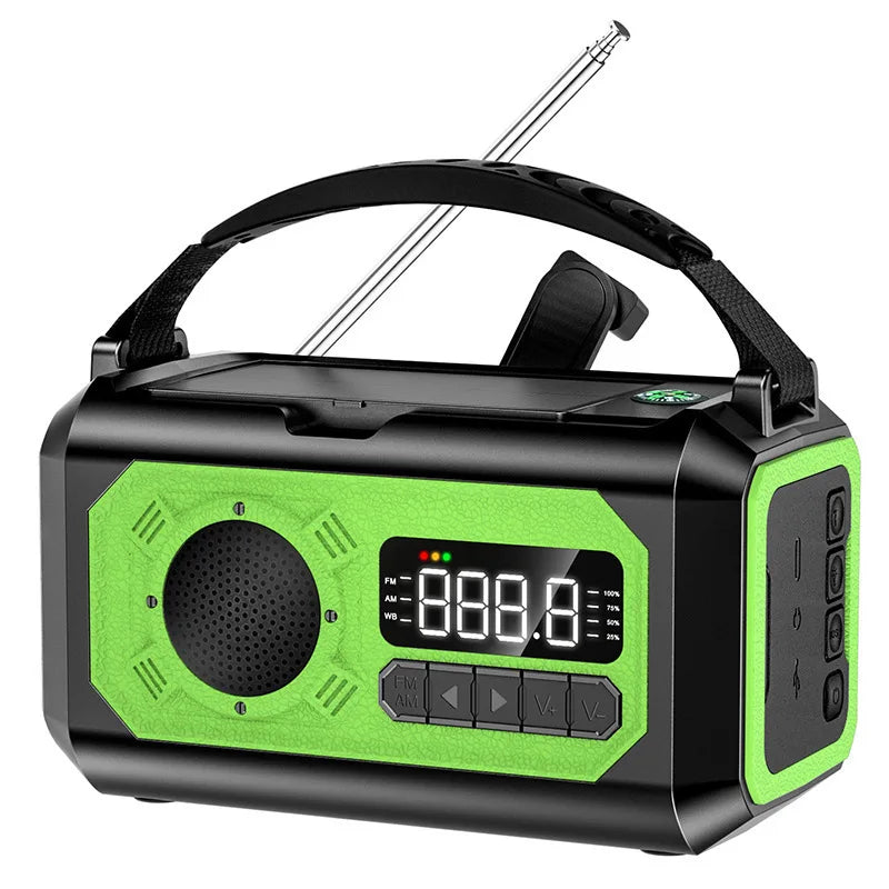 Solar Hand Crank 12000mAh Multifunction Emergency Weather Radio Reading Lamp Power Bank SOS Alarm Radio Receiver