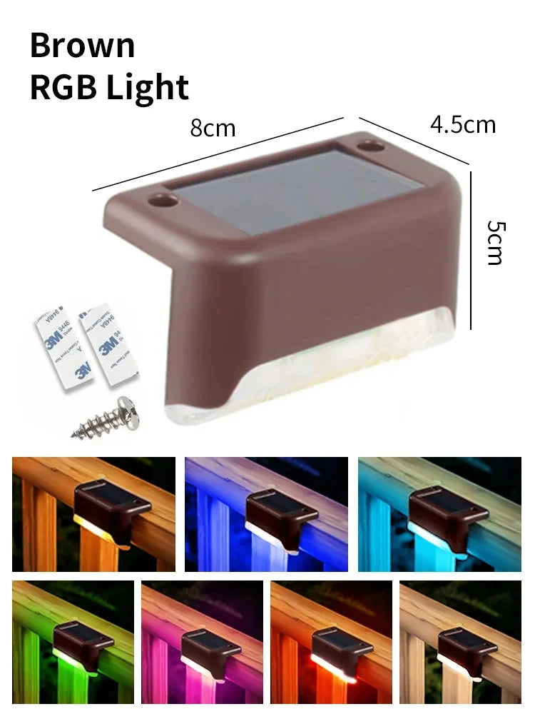 LED Solar Step Lights Outdoor Fence Light Garden Decorative Wall Lamp Waterproof For Courtyard Yard Pathway Railing Lighting